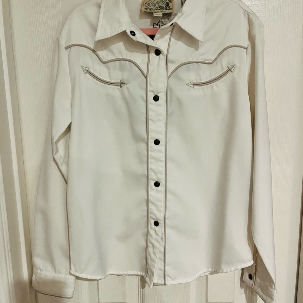 White Western Style Button-Up Shirt